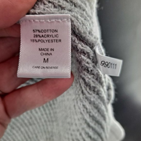 NEW York & Company Hooded‎ 3/4 Sleeve Gray and White Sweater - Picture 4 of 5